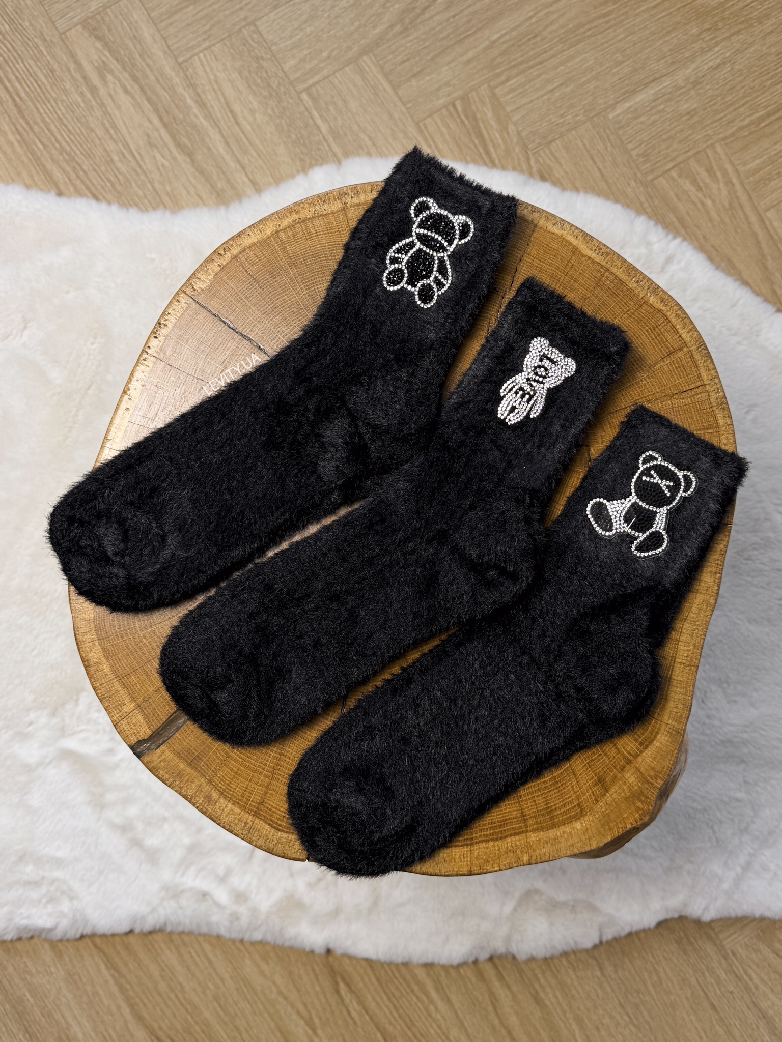 Чорні шкарпетки зі стразами (W-071) - Зображення 2